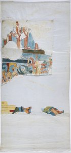 Akvarelli pellavapaperille Seinämaalauksen jäljitys suuren kammion holvista, Casa de Monjas, Chichen Itza, Meksiko (akvarelli ja vartaloväri) tekijältä Adela Breton