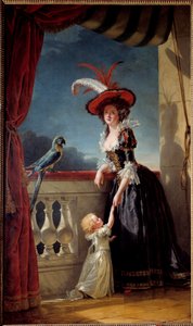 Muotokuva ranskalaisen Louise Elisabethin (Luudi XV:n tytär) Parman herttuattaren (1727-1759) ja hänen poikansa Don Ferdinandin (1751-1802) jalassa. Adelaide Labille Guiardin (1749-1803) maalaus 1788 Su. 2,72x1,6 m
