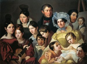 Malatesta-perhe vuonna 1835, kirjoittanut Adeodato Malatesta, öljy kankaalle