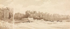 "Rikkinäinen torni Panaman vanhan kaupungin paikalla, jonka merirosvo Morgan tuhosi vuonna 1670, maaliskuu 1850".