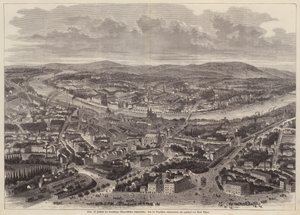 Lintuperspektiivistä Basel, Sveitsi (kaiverrus) tekijältä Adolf Eltzner