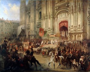 Kenttämarsalkka Aleksander Suvorovin seremoniallinen vastaanotto Milanossa huhtikuussa 1799, 1850-luku