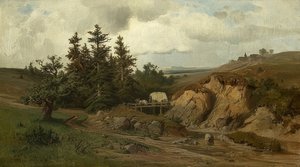 Maisema puusillalla. 1858 tekijältä Adolf Kosárek