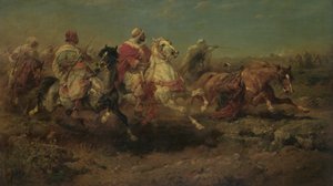 The Attack (öljy pellavalle) tekijältä Adolf Schreiyer