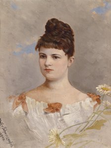 Ottilie Schneitt von Schwarzenfeldin muotokuva takana olevan etiketin mukaan tekijältä Adolf d. Ä. Schreitter von Schwarzenfeld
