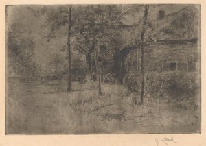 Olkikattoinen maalaistalo tekijältä Adolf le Comte (signed by artist)