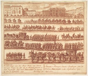 Saksin prinssin ja vaimonsa saapuminen Dresdeniin 2. syyskuuta 1719, af..., n. 1700-1755.