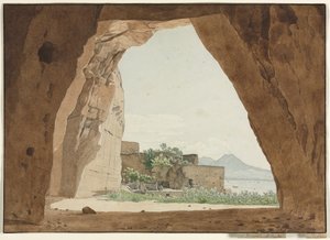 Vesuvius ja Napolinlahti luolasta, 1820. tekijältä Adolf von Heydeck