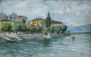 Lake Maggiore -maisema (öljy kankaalle) tekijältä Adolfo Polaroli