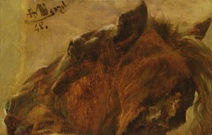Kuolleen hevosen pää, 1848 (öljy paperille kankaalle) tekijältä Adolph Menzel
