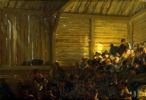 Talonpoikateatteri Tirolissa, 1859 tekijältä Adolph Menzel