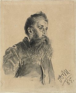 Parrakkaan miehen muotokuva tekijältä Adolph Menzel