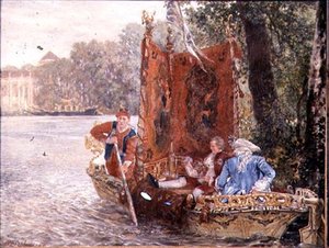 Jokimatka Rheinsburgissa, 1860 (öljy) tekijältä Adolph Menzel