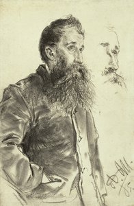 Tutkimus miehestä, jolla on parta, hänen käsi taskussaan, 1885 tekijältä Adolph Menzel