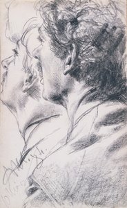 Nuoren miehen pää vasemmalla, 1884 tekijältä Adolph Menzel