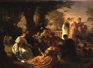 Venetsialaiset juhlat lukemassa puutarhassa tekijältä Adolph Friedrich George Wichman