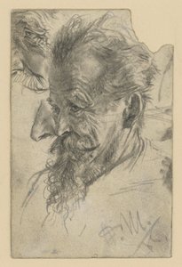 Vanhemman miehen pää, jossa on pikkuparta, sekä yksityiskohdat tekijältä Adolph Menzel