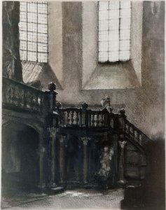 Näkymä barokkityyliselle urkukorokkeelle tekijältä Adolph Menzel