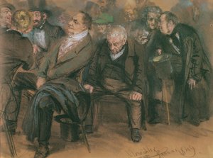 Porvarilliset saksalaiset julkisessa kokouksessa, 1849 (pastelli paperille) tekijältä Adolph Menzel