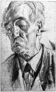 Vanhemman, viiksekkään miehen rintakuva tekijältä Adolph Menzel
