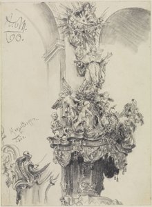 Würzburgin Augustinerkirkon saarnatuolin kruunaus tekijältä Adolph Menzel