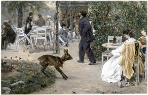 Moritzhofin puutarharavintola. Teoksesta ”Lasten albumi” tekijältä Adolph Menzel
