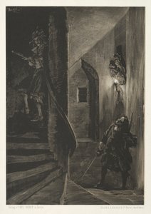Essee kivestä harjalla ja kaavinta: Chase käämiportailla, 1851. tekijältä Adolph Menzel