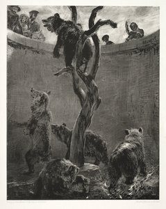 Essee kivestä harjalla ja kaavinta: Karhun kuoppa, 1851. tekijältä Adolph Menzel