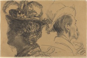 Miehen ja naisen päät tekijältä Adolph Menzel