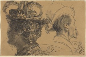 Miehen ja naisen päät tekijältä Adolph Menzel