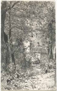 Maisema pesurin kanssa tekijältä Adolph Menzel