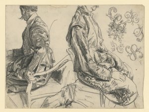 Malli, joka esittää Saksin vaaliruhtinas Johann Georg I:n juhlapukua kahdesta näkökulmasta, Historiallinen museo, Dresden tekijältä Adolph Menzel