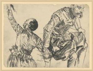 Malli, joka esittää Saksin vaaliruhtinas Johann Georg I:n juhlapukua kahdesta näkökulmasta, Historiallinen museo, Dresden tekijältä Adolph Menzel