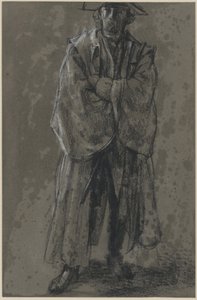 Upseeri, jolla on takki ja hattu (asento-tutkimus: Moritz von Anhalt-Dessau) tekijältä Adolph Menzel