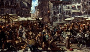 Piazza dErbe Veronassa, 1884 tekijältä Adolph Menzel