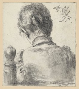 Tuolilla istuvan naisen selkäkuva tekijältä Adolph Menzel