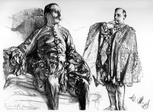 Tutkimuksia vanhoista mekoista elävillä malleilla, c1880-1882. tekijältä Adolph Menzel
