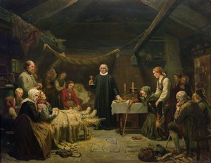 Sairas karhunmetsästäjä. Viimeinen sakramentti tekijältä Adolph Tidemand