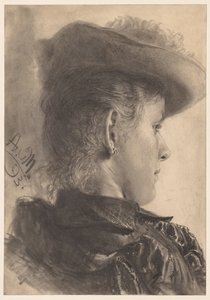 Naisen rintakuva takaa katsottuna, 1893. tekijältä Adolph Menzel