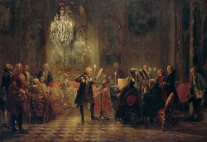 Fredrik Suuren huilukonsertti Sanssoucissa tekijältä Adolph Menzel