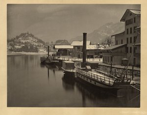 Järvihöyrylaivat talvisatamassa, Sveitsi tekijältä Adolphe Braun