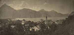 Näkymä Flüelenistä, Sveitsistä tekijältä Adolphe Braun