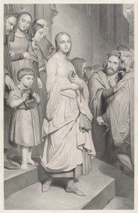 Faust näkemässä Margueriten ensimmäistä kertaa tekijältä Adolphe Caron after Ary Scheffer