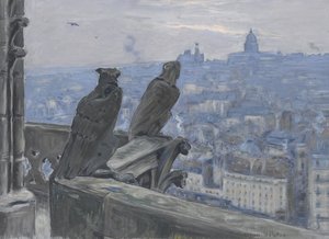 Pariisi Notre Damen torneista nähtynä, n. 1900 tekijältä Adolphe Étienne Auguste Moreau Nélaton