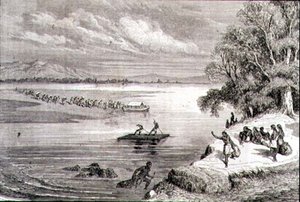 Colorado-joen ylittäminen 1860-luvulla (kaiverrus) tekijältä Adolphe Gusman