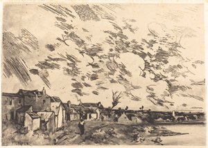 Kylä joen rannalla tekijältä Adolphe Hervier