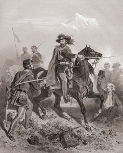 Giuseppe Garibaldi Varesen taistelussa. (Tulosta) tekijältä Adolphe Jean Baptiste (after) Bayot