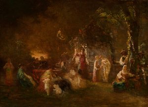 Fête Champêtre, n. 1844-86 (öljy kankaalle) tekijältä Adolphe Joseph Thomas Monticelli