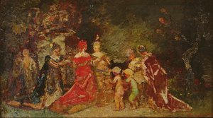 Kokoontuminen puistoon tekijältä Adolphe Joseph Thomas Monticelli