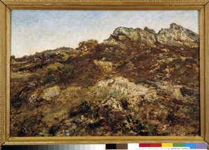 Kukkulamaisema (Garlabanin massiivi Provencessa) tekijältä Adolphe Joseph Thomas Monticelli
